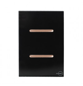 Conjunto Interruptor Duplo Paralelo 4x2 - Novara Glass Preto Brilhante Ouro Rose